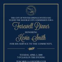 Farewell Dinner Honoring Kevin Smith - Invitation