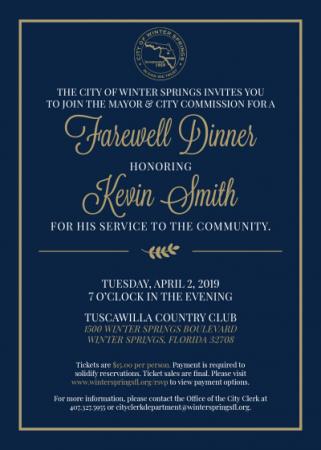 Farewell Dinner Honoring Kevin Smith - Invitation