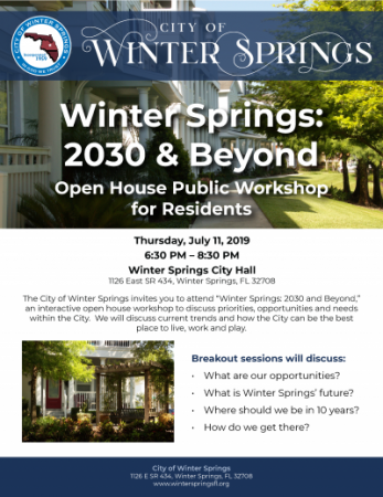 A flyer for the open house public workshop for residents. All information on flyer is found on this web page.